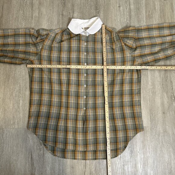Plaid Blouse Long Sleeve Button Down Prairie Collared Top Career Casual Size XL‎ - Picture 5 of 7